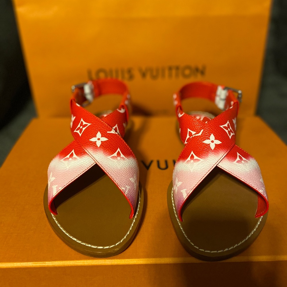 Louis Vuitton Sandal Size 38 Pink,Red,and White